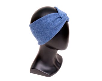 Blue Knit Headband Cashmere Headband Women's Fall Accessory Turban Headband Boho Chic Soft Headband Ear Warmer Ponytail Hat Cowl Neckwarmer