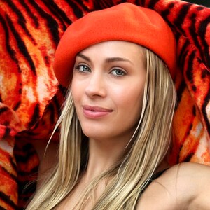 Off White Wool Beret: 1940s French Style, Small Head Fit Orange
