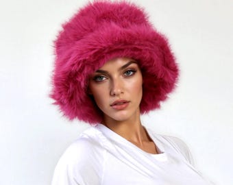 Handmade Faux Fur Hat: Winter Bucket Hat