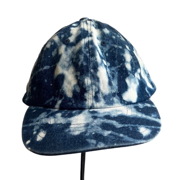 Denim Ball Cap, Visor For Women, American Boho Fashion, Bleached Denim Baseball Cap, Men's Hat, Summer Sun Hat, Reverse Tie Dye Denim