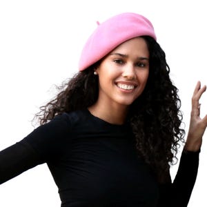 Wolle Französische Baskenmütze, gefilzte Herbstmode Blush
