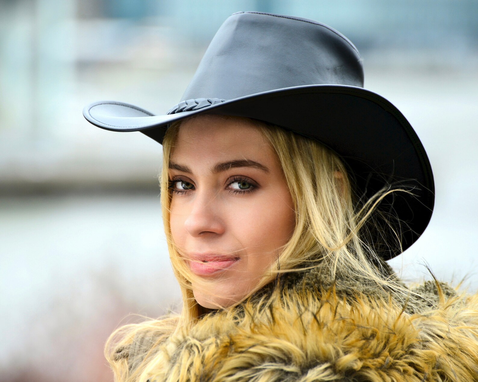 Women's Black Leather Cowboy Hat Country Western Style Etsy