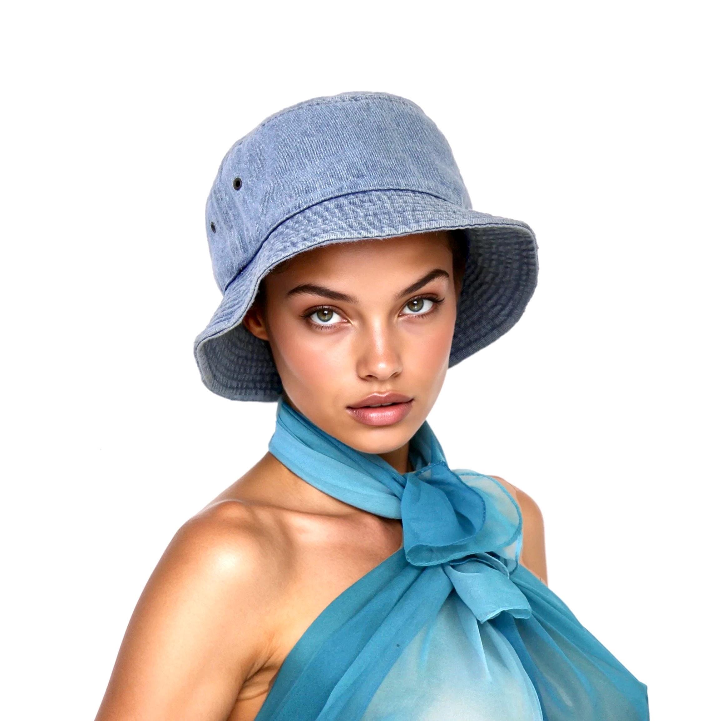 Denim Bucket Hat: Packable Sun Hat - Etsy display picture 3