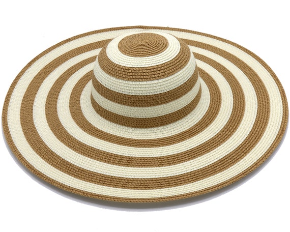 Giant Sunhat 6 Inch Brim Hat Striped Sunhat Wide Sunhat Summer Straw Hat  Striped Hat 