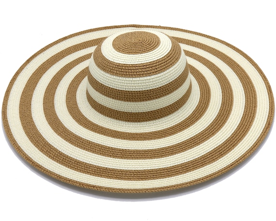 Giant Sunhat 6 Inch Brim Hat Striped Sunhat Wide Sunhat Summer