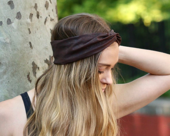 Leather Headband Vegan Stretch Turban Headband Festival - Etsy