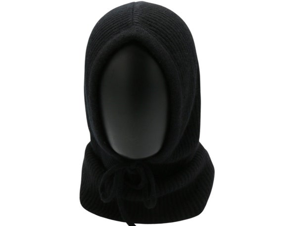 Cashmere Knit Balaclava, Black Hooded Cowl Scarf - Etsy display picture 3