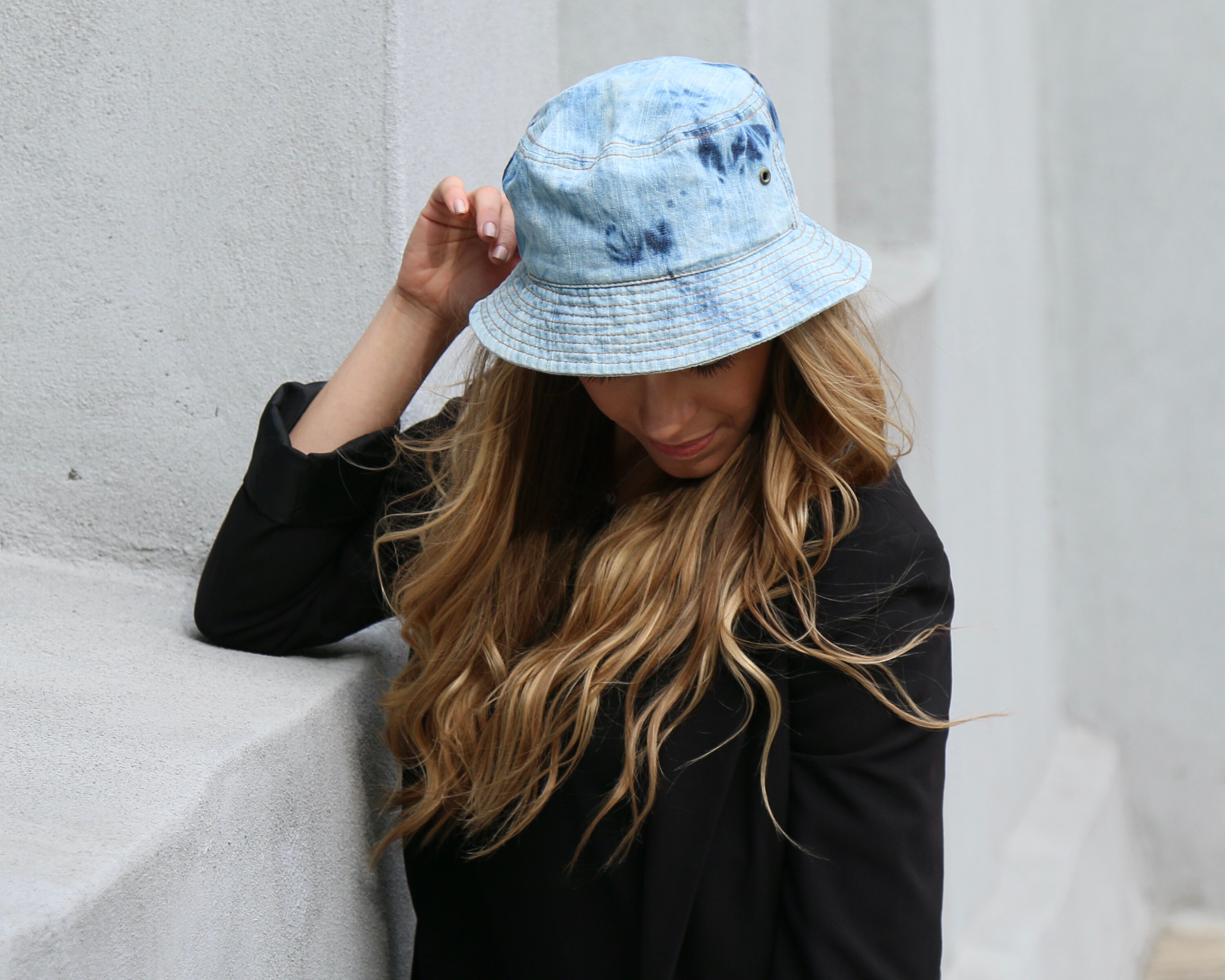 Tie Dyed Denim Bucket Hat Women's 
