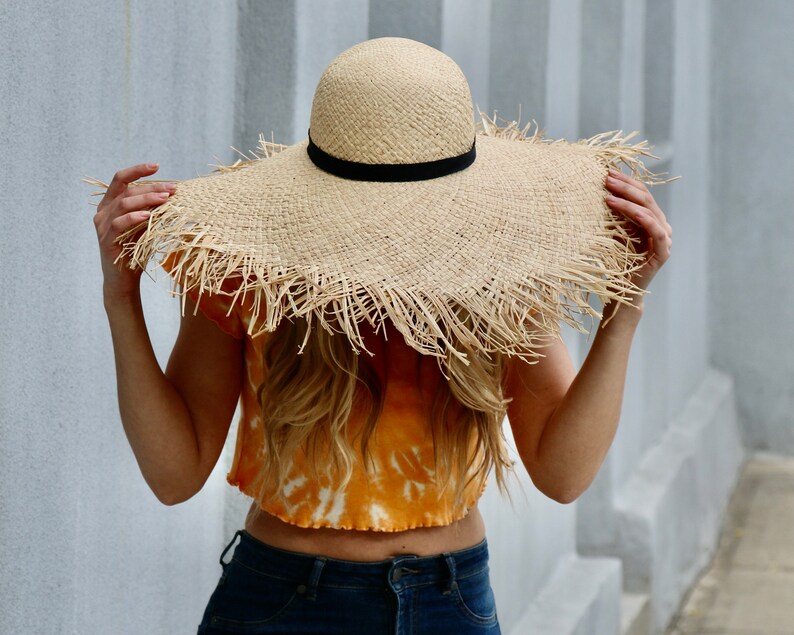 Straw Hat, Raffia Sun Hat, Handmade Beach Sun Hat, Summer Accessories, Summer Hat, Summer Beach Hat, Hat For Women, Frayed Fringe Sun Hat image 3