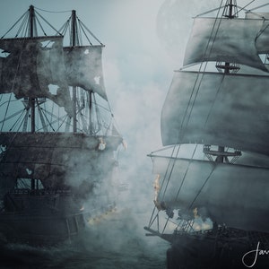 Digital Art - Pirate Ship Battle
