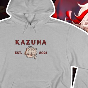 Kazuha Genshin Impact Hoodie, Chibi College Aesthetic, Fan-Made Merch image 2