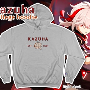 Kazuha Genshin Impact Hoodie, Chibi College Aesthetic, Fan-Made Merch image 1