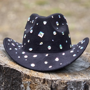 Chapéu de cowboy preto, mais cores disponíveis, chapéu de cowgirl com strass, chapéu de cowboy, chapéu de cowboy glamouroso e brilhante, rosa, branco, vermelho, dança de linha