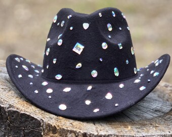 White Rhinestone Cowboy Hat, Quince Hat, Rhinestone Cowgirl Hat, Cowboy ...