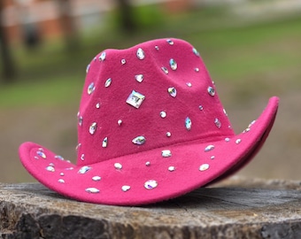 Rhinestone Cowboy Hat, More Colors Available, Pink Cowgirl Hat, Cowboy Carter Hat, Glam Space Cowboy Hat, Red, Black, White, Concert Rodeo