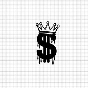 Dripping Dollar Sign with Crown Vinyl Decal
