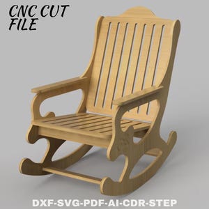 Mecedora (archivos digitales para descargar, archivos de muebles CNC, diseño escandinavo, archivo de silla CNC)