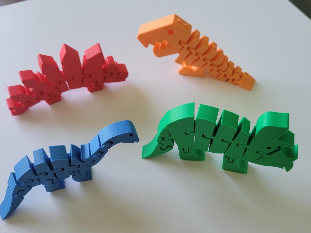 Articulated Fidget Dinosaurs Set - Stegosaurus, Triceratops, T-rex ...