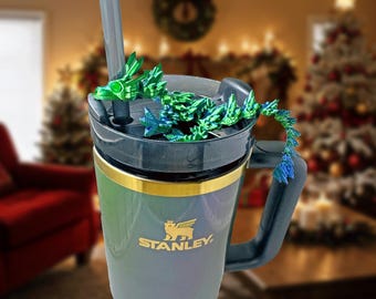 Crystal Baby Dragon Articulated legs flexi Straw Topper for Stanley Cup | Crystal Dragon Stanley | Stanley Cup Accessories Straw Topper