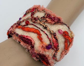 Wearable Fiber Art Bracelet Sustainable Jewelry OOAK