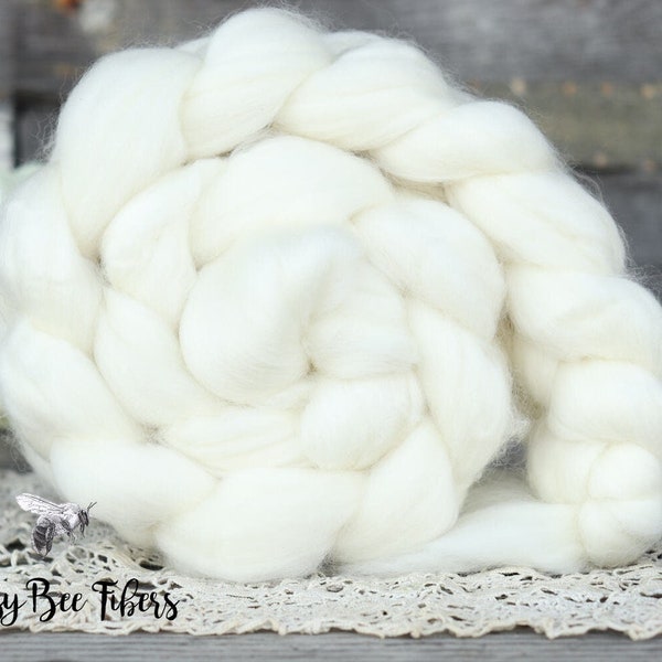 SW MERINO Wool Roving Combed Top Ecru Undyed Wool for Spinning, Dyeing - No Felting Wool - 4 oz