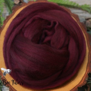 WINE Merino wool roving combed top, spinning, nuno felting, weaving - 2 oz