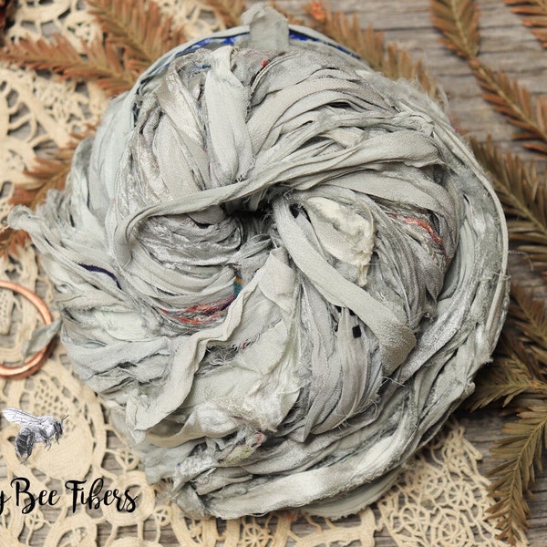 TUNDRA Sari Silk Ribbon, Fair Trade, Recycled, Handmade Yarn, Frayed Yarn, Art Yarn, Knitting, Crocheting, Weaving - 5 or 10 yards