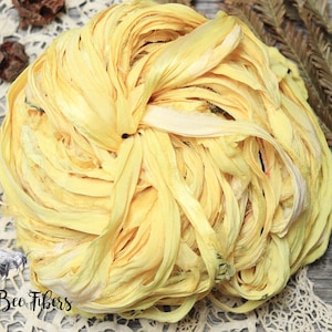 DAFFODIL Sari Silk Ribbon, Fair Trade, Recycled, Handmade Yarn, Frayed Yarn, Art Yarn, Knitting, Crocheting, Weaving 5 or 10 yards image 1