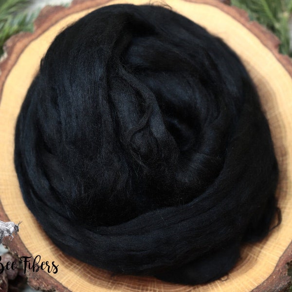 BLACK Bamboo Viscose Roving Combed Top for Felting, Blending or Spinning Cellulose Vegan Fiber