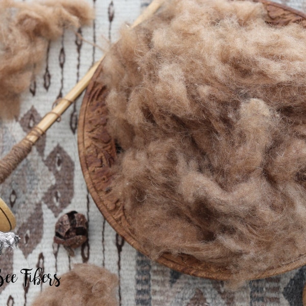 CAMEL DOWN Wool semi-dehaired cloud fiber for spinning, felting, carding, rolags, blending, dyeing, needle felting - 1 oz