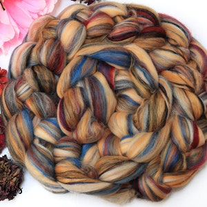 SANDALWOOD - Merino Wool Roving Combed Top Wool for Spinning Felting Fiber - 4.6 oz