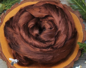 CAFE NOIR Bamboo Viscose Roving Combed Top for Felting, Blending or Spinning Cellulose Vegan Fiber