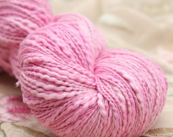 Tonal BERRY BLUSH Handspun Yarn Vegan Natural Dye, Botanical, Organic, Dyed Cotton, Artisan Hand Dyed, Knitting, Crochet - 3.7 oz