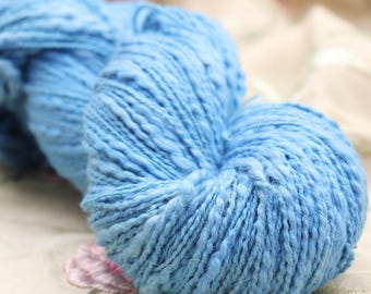 Tonal OCEAN BREEZE Handspun Yarn – Vegan,  Natural, Organic, Botanical Dyed Cotton Yarn, Artisan Hand Dyed, Knitting, Crochet Yarn -3.7 oz