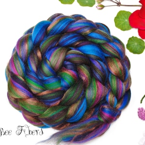 PEACOCK Custom Signature Blend Merino and Bamboo Combed Top Wool Roving for Spinning or Felting