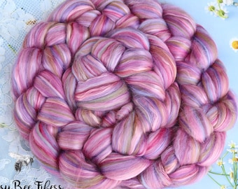 BLOOM Merino Wool Roving: Mulberry Silk Blend for Spinning, Felting
