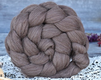 MERINO D'ARLES Merino Roving, French Merino Natural Brown Wool Combed Top, Undyed Spinning, Felting, Fiber - 4 oz