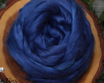 BLUE Bamboo Viscose Roving Combed Top for Felting, Blending or Spinning Cellulose Vegan Fiber