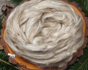 Vegan Fiber Blend: Unbleached Flax & Egyptian Cotton Top for Spinning, Felting