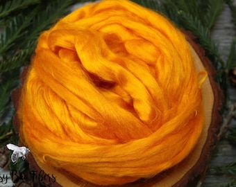 ORANGE Bamboo Viscose Roving Combed Top for Felting, Blending or Spinning Cellulose Vegan Fiber