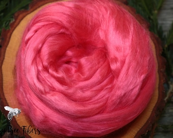 PINK Bamboo Viscose Roving Combed Top for Felting, Blending or Spinning Cellulose Vegan Fiber