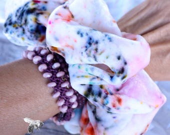 CAKE POP Velvet- XL Silk Velvet Scrunchie Color-Splattered - Hair Accessory -Gift-Ready - Handmade in California