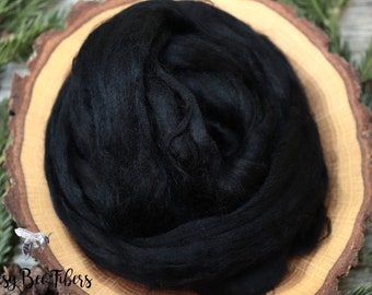 BLACK Bamboo Viscose Roving Combed Top for Felting, Blending or Spinning Cellulose Vegan Fiber