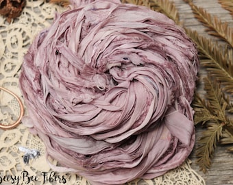 LILY LAVENDER Sari Silk Ribbon, Fair Trade, Recycled, Handmade Yarn, Frayed Yarn, Art Yarn, Knitting, Crocheting, Weaving - 5 or 10 yards