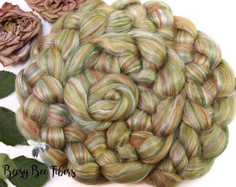 MONET'S POND Merino Wool Roving and Tussah Silk Blend Combed Top Wool for Spinning or Felting
