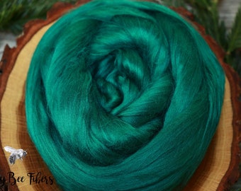 GREEN Bamboo Viscose Roving Combed Top for Felting, Blending or Spinning Cellulose Vegan Fiber