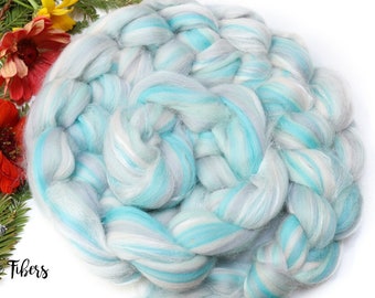 Agua Azul Merino Wool Roving: Tussah Silk Fiber for Spinning, Felting