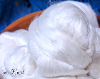 Mulberry Silk Brick: Grade A Undyed Bombyx Silk, Spinning Fiber (4.6 oz)