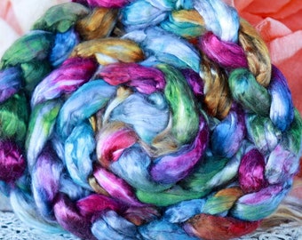 DARK CHRYSALIS Hand Dyed Luxury Mulberry Silk Top, Bombyx Silk, Cultivate Silk Roving for Spinning, Felting, Blending - 1 oz
