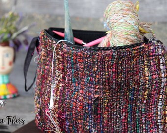 RECYCLED SARI SILK Project Bag Project Pouch, Knitting Project Bag, Crochet Bag, Accessories Project Bag, Travel Bag, Cosmetic Bag